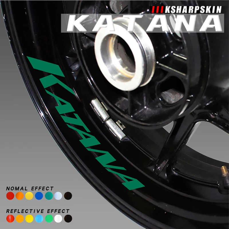 

Motorcycle inner rim multi-color logo stickers reflective protection decals night safety reminder film for SUZUKI KATANA katana
