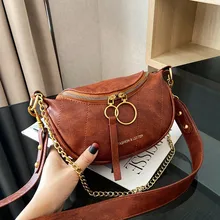 Мужская и женская кожаная сумка через плечо с двойной молнией, поясная нагрудная сумка, поясная сумка, поясная сумка