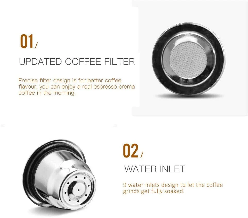 iCafilas Crema Coffee Capsules for Nespresso Reutilisables inox  rechargeable Filter Stainless Steel Espresso Cup VIP Link