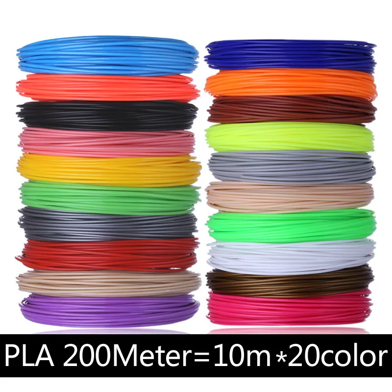 200M 20 Color PLA 50/100/200 метров ABS PLA 1,75 мм нити пластик для 3d ручка не загрязняет окружающую среду материалы 3 d принтер ручка заправки, детские подарки на день рождения - Цвет: 200M 20 Color PLA