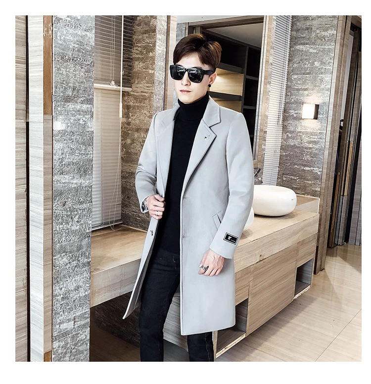 Брендовые зимние шерстяные пальто, плюш, Размер 5xl, мужской Тренч, длинное пальто, повседневные модные однотонные куртки, мужские пальто, ветровка