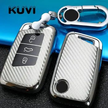 

TPU Carbon Car Key Cover for VW Volkswagen Magotan Passat B8 Skoda Superb Kodiaq A7 Smart Keychain Remote Fob Protector Case