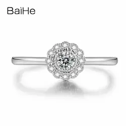 0.18ct si/ч природных алмазов SOLID 18 К белого золота Обручение Свадебные Для женщин кольцо Ювелирные украшения