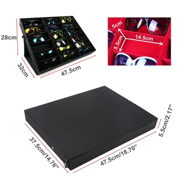 

New Modern 18 Grids Eyeglass Storage Box Sunglasses Eye Glasses Storage Case Display Stand Holder Case Wardrobe Organizer Foldab