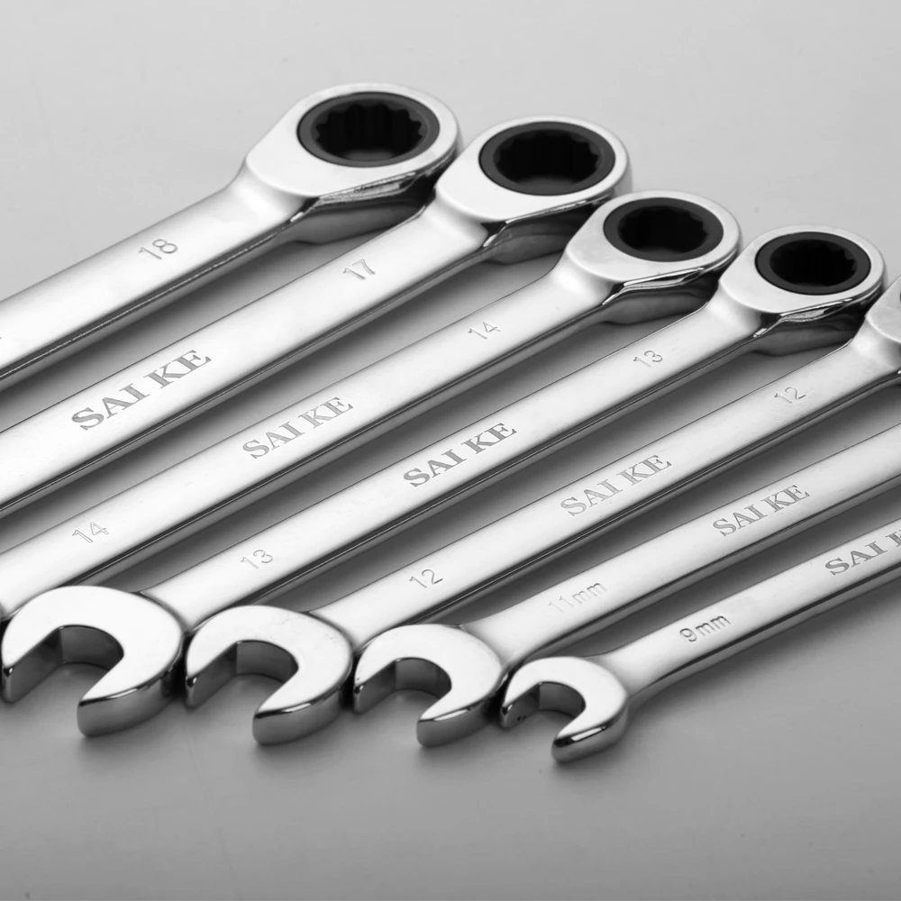 Ratchet Combination Metric Wrench Set Fine Tooth Gear Ring Torque and Socket Wrench Set Nut Tools for Repair images - 6