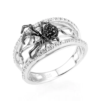 

Huitan Chic Black Spider Women Rings Theme Party Girl Anniversary Gift Dazzling Crystal Cubic Zircon Daily Wearable Ring Jewelry