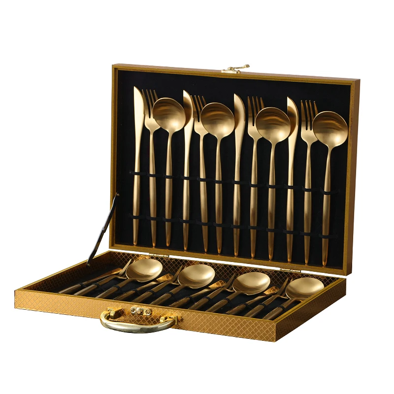 Nordic Western Rose Gold Knife and Fork Spoon Set Gift Box 304 Stainless Steel Steak 36 Pcs European 5CD32 | Дом и сад