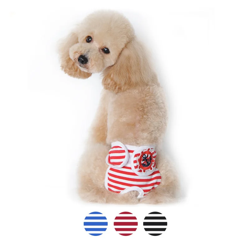 

Pet Clothes Striped Navy Physiological Pants Dog Hygiene Pants Menstrual Pants Pemale Dog Pants Siamese Strap Pet Supplies S-XL