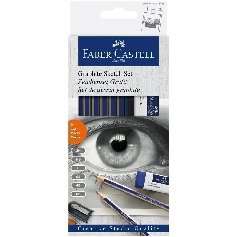 Набор карандашей ч/г Faber-Castell &quotGoldfaber&quot 6шт.+ластик+точилка 2H-6B карт. уп. евр |