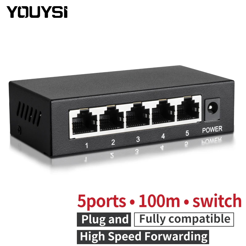 

Высокоскоростной мини-сетевой коммутатор Youysi, 10/100 м, RJ45, 100 Мбит/с