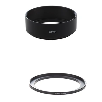 

AMS-1 Pcs Camera Parts 62Mm-72Mm Lens Filter Step Up Ring Adapter Black & 1 Pcs 62Mm Screw Mount Metal Lens Hood