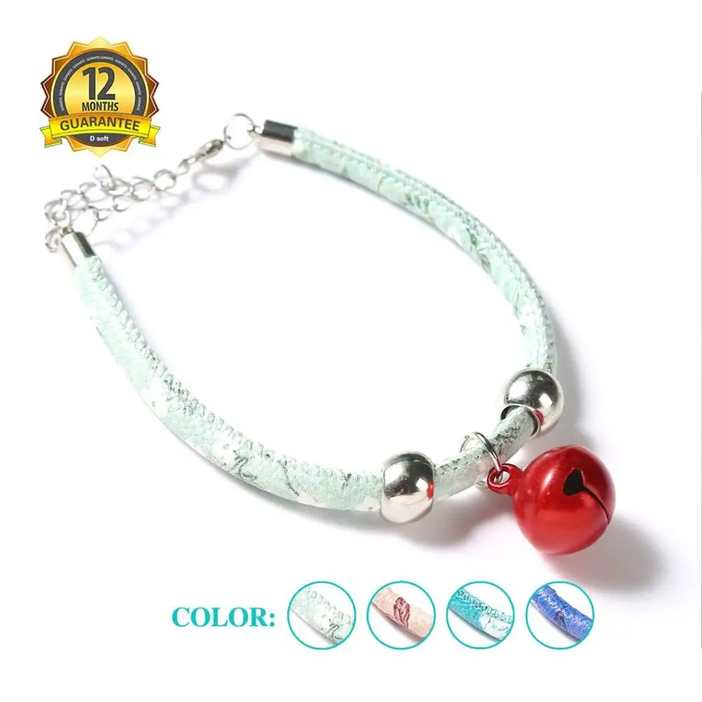 

Pet Collars Easy Wear Print Cat Collar with Ball Adjustable PU Collars for Kitten and Puppy Hot Sale Cat Dog Necklace