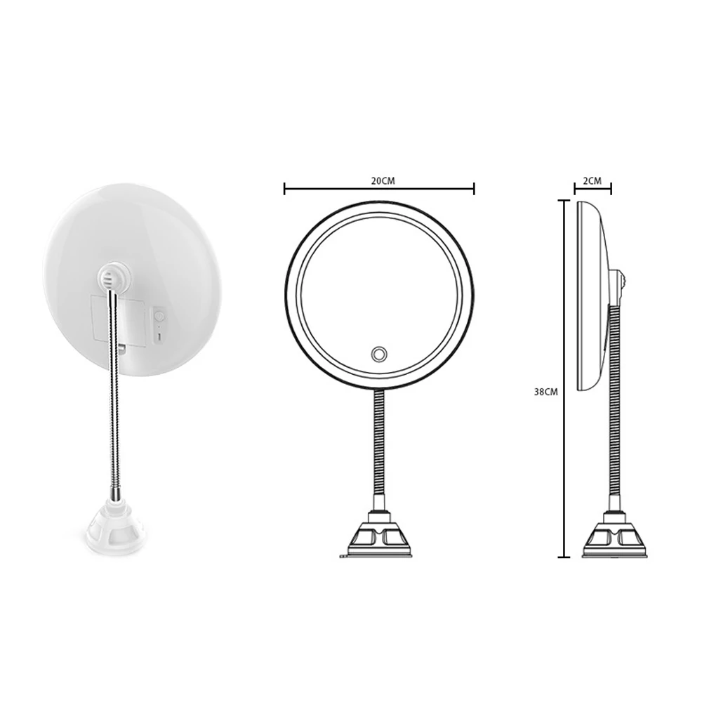 Touch Screen Makeup Mirror 5X Magnifying Flexible Mirror Brightness Adjustable LED Light Vanity Mirror Make Up Miroir Maquillage 5