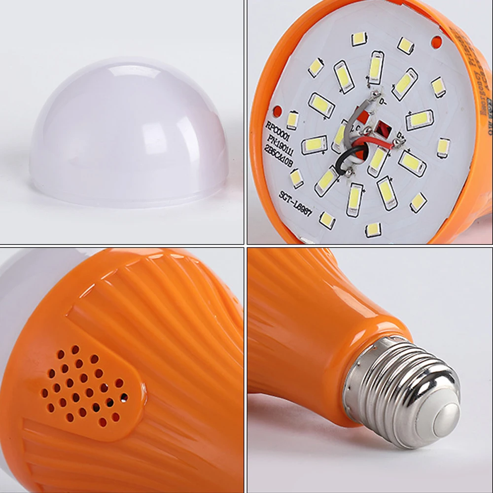 E27 LED Emergency Light 9W 12W 15W Night Market Lamp Intelligent Charging Emergency Light Bulb Rechargeable Battery Lighting 12