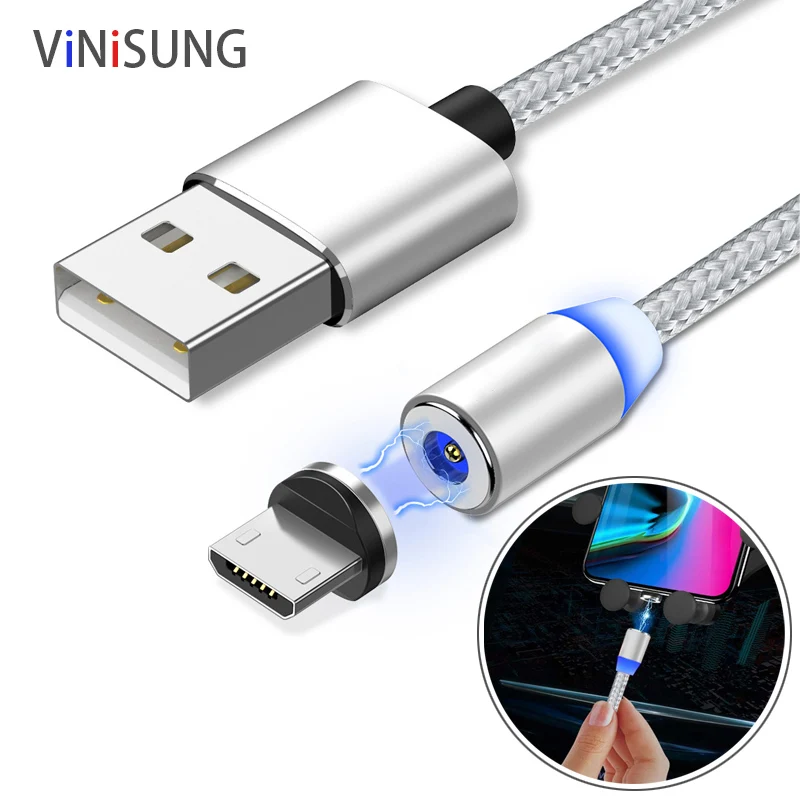 VINISUNG Магнитный USB кабель нейлон Быстрая зарядка USB кабель для передачи данных для samsung Xiaomi LG планшета iPhone мобильного телефона usb зарядный шнур