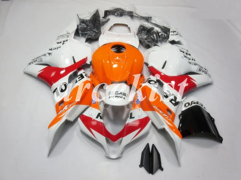 Литья под давлением ABS Обтекатели комплект Подходит для HONDA CBR600RR F5 09, 10, 11, 12, CBR600 2009 2010 2011 2012 orange белый
