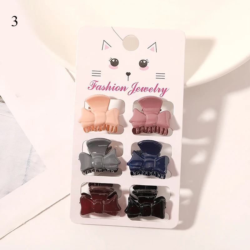 Fashion Amber Hair Clip Good-looking Morandi Color Mini Hair Accessories 6Pcs/Set  Small Cute Resin Hair Claws Clip Simplicity knot hair band