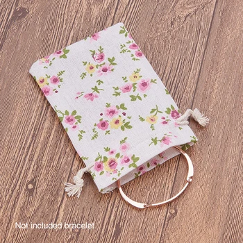 

30 Pcs Adjustable DIY Burlap Bags Pouches Candy Drawstring Jewelry Floral Printed Packing Craft Natural Party Favour Gift