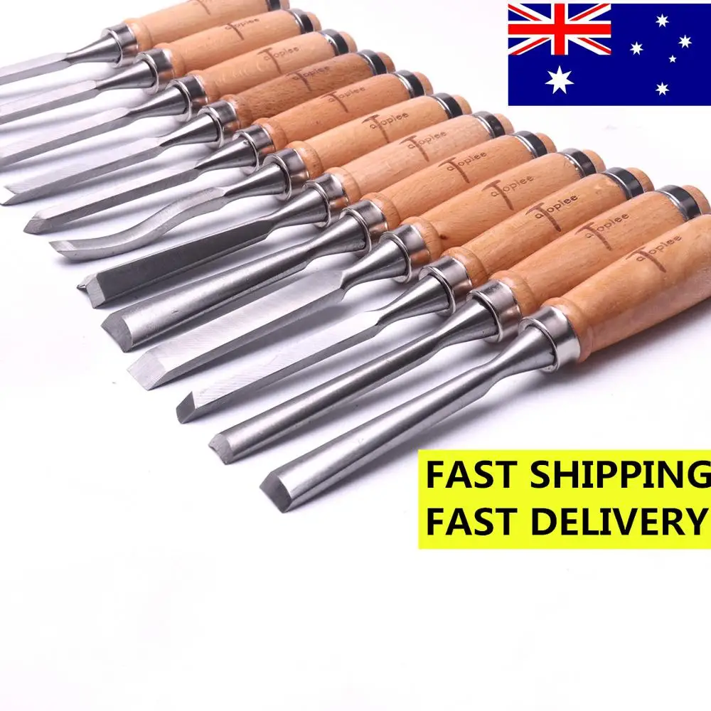 Atoplee 12Pcs Professional Wood Carving Chisel Tool Set Woodworking