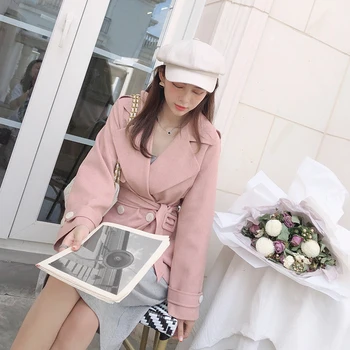 

MISHOW Women Autumn New Korean Turn Down Collar Single-breasted Slim Elegant Jackets Long Sleeve Female Short Coat MX19C6158