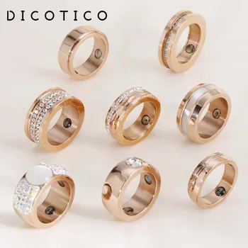 

Dicotico Rose Gold Stainless Steel Rings For Women Bohemia Anillos Mujer Wedding Bands Engagement Women Zircon Rings Jewelry