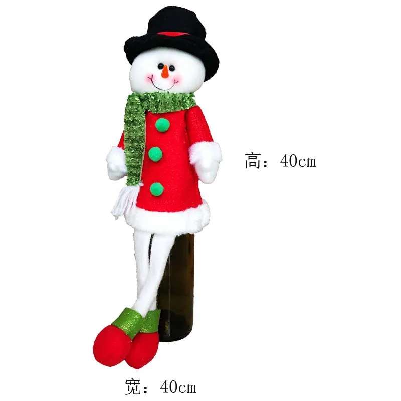 Snowman Рождественская бутылка вина крышка Настольный праздничный Декор шляпа Санта Рождественский орнамент сумки подарок - Цвет: Snowman
