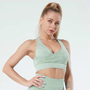 

Fitness Seamless Bra Women Backless Sexy Bralette V Neck Camouflage Bras For Women Sporty Jogging Femme Underwear