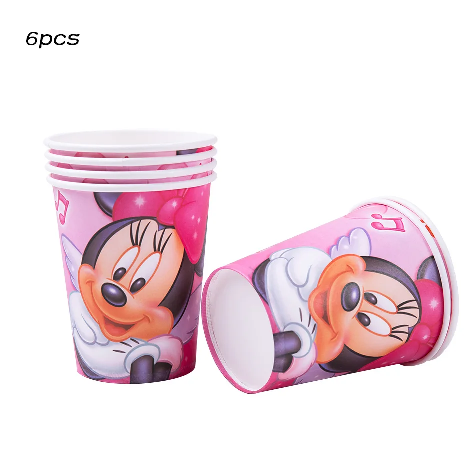10pcs Minnie Детские бумажные стаканчики для маффинов, одноразовая посуда с Минни Маус, рождественские подарки, товары для дня рождения, свадебные украшения - Цвет: 10pcs Minnie