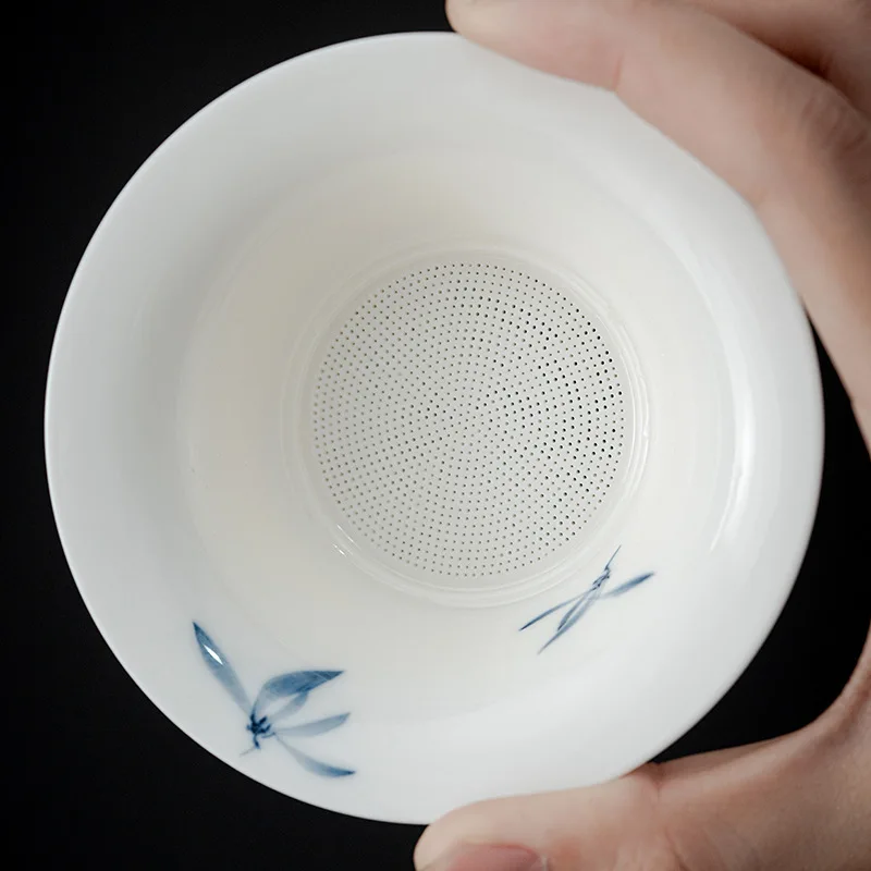 Hand Painted Butterfly Orchid Ceramic Tea Infuser Tea Maker Loose Leaf Spice Filter KungFu Strainer Ceremony Teaware