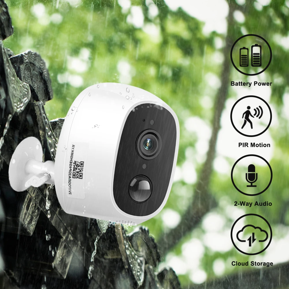 Беспроводная Wi-Fi камера 1080P для использования в помещении и на улице с питанием от