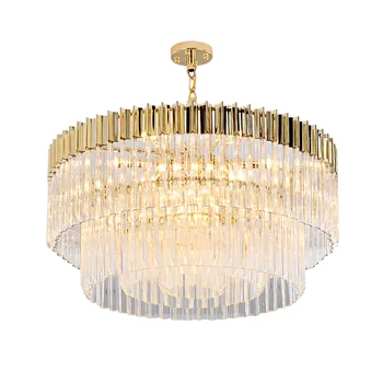

Living room crystal LED chandelier round dining room simple modern designer light luxury new metal bedroom lamps