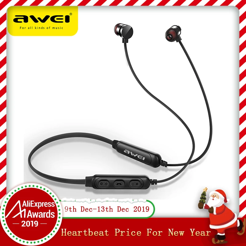 Comprare AWEI T11S Auricolare Bluetooth Auricolare Senza Fili Della Cuffia Con Microfono Archetto Da Collo 3D Bass Stereo Sport Auricolari per il Telefono fone de ouvido