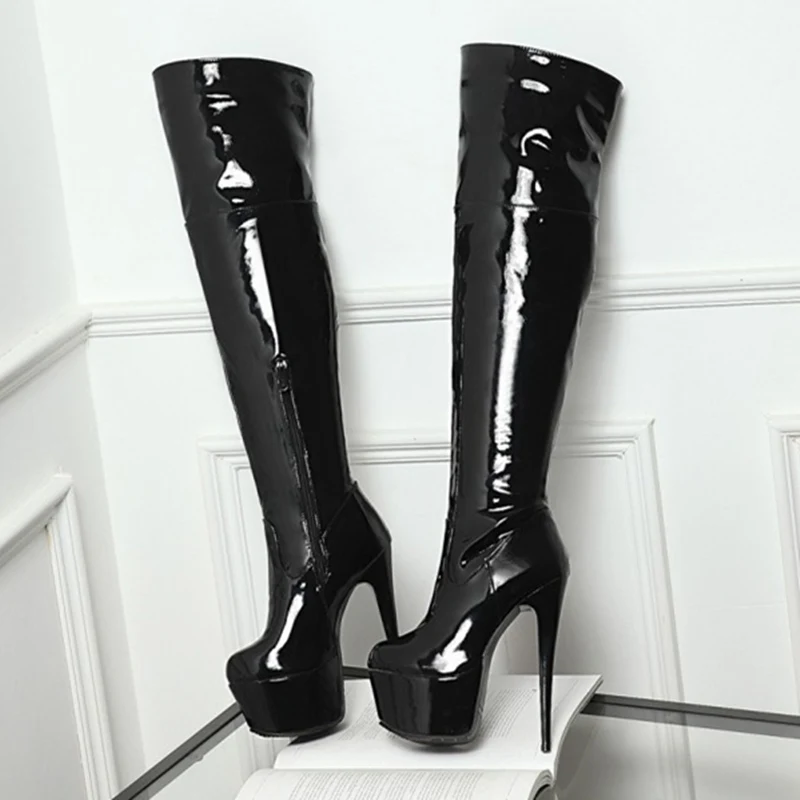 Red Over Knee Boots Women Extreme High Heel Platform Thigh High Boot Sexy Dance Nightclub Party Fetish Shoes Large Size 45 48 women high heel boots