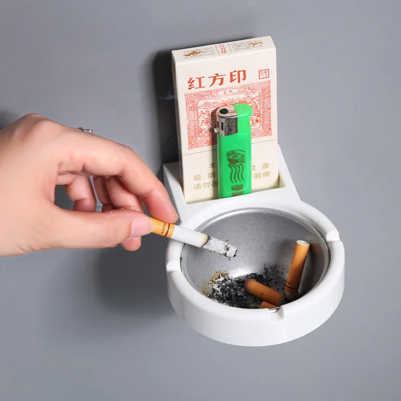Wall Mounted Stainless Steel Ashtray Bathroom Cigarettess Garbage Bag Holder Storage Rack