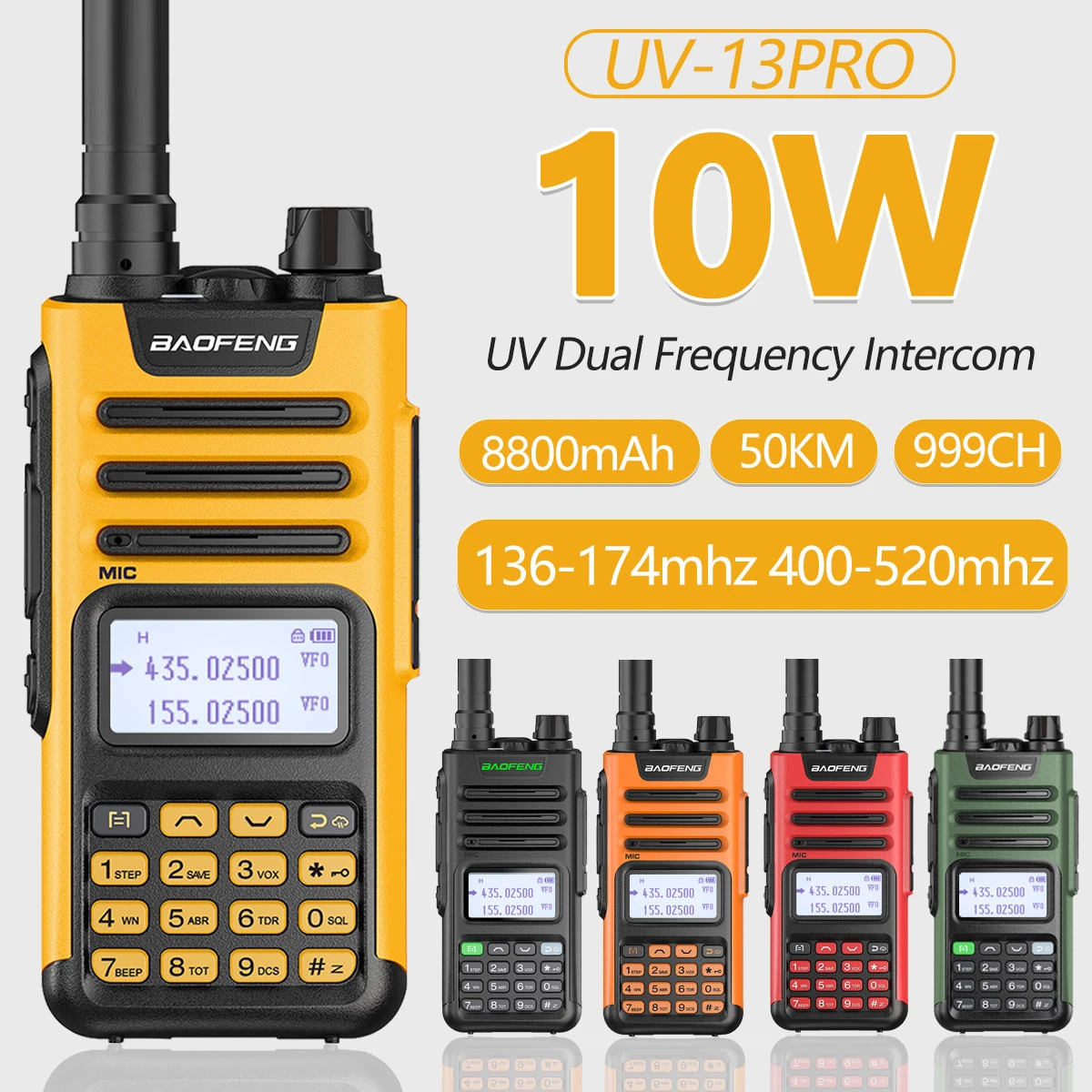 best buy walkie talkie Baofeng UV 13pro 10W 8800mAh Powerful Walkie Talkie with USB Charger Long Range Ham Two Way Radio UV13 PRO Upgrade UV-5R UV-10R long distance walkie talkie