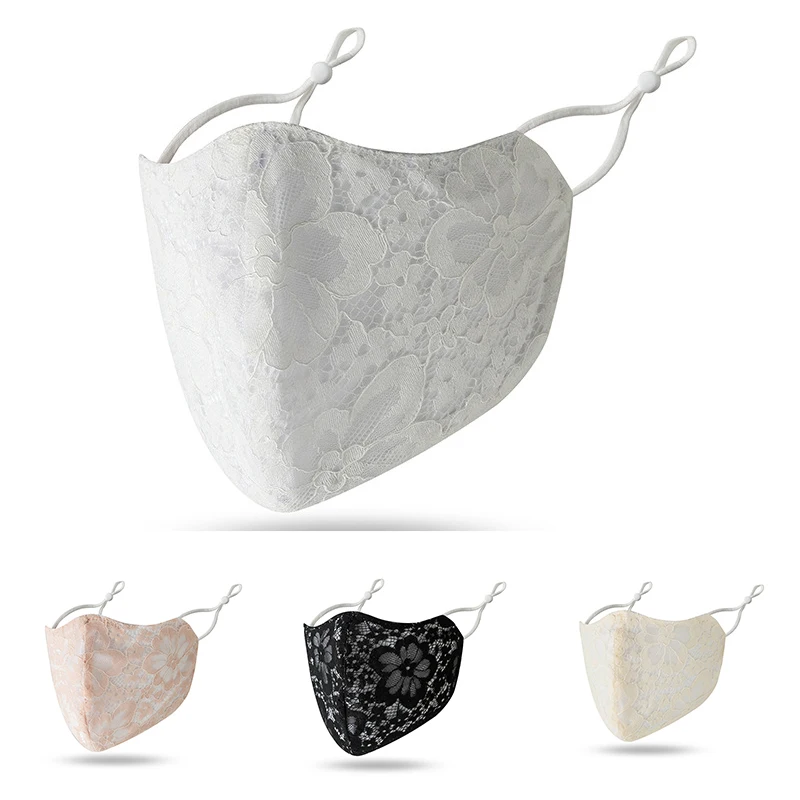 Summer Lace Cotton Mask Women Sweet Solid Color Face Mask Breathable Windproof Mouth-muffle Female Reusable Sunscreen Mouth Mask