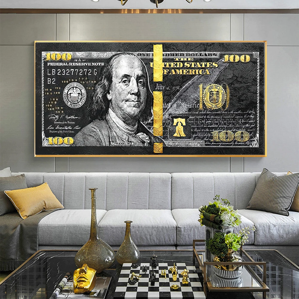Moderni Dipinti Su Tela Da 100 Dollari Su Tela Poster E Stampe D'Arte Oro Ben Mf Bill Premium Canvas Art Pictures Decor