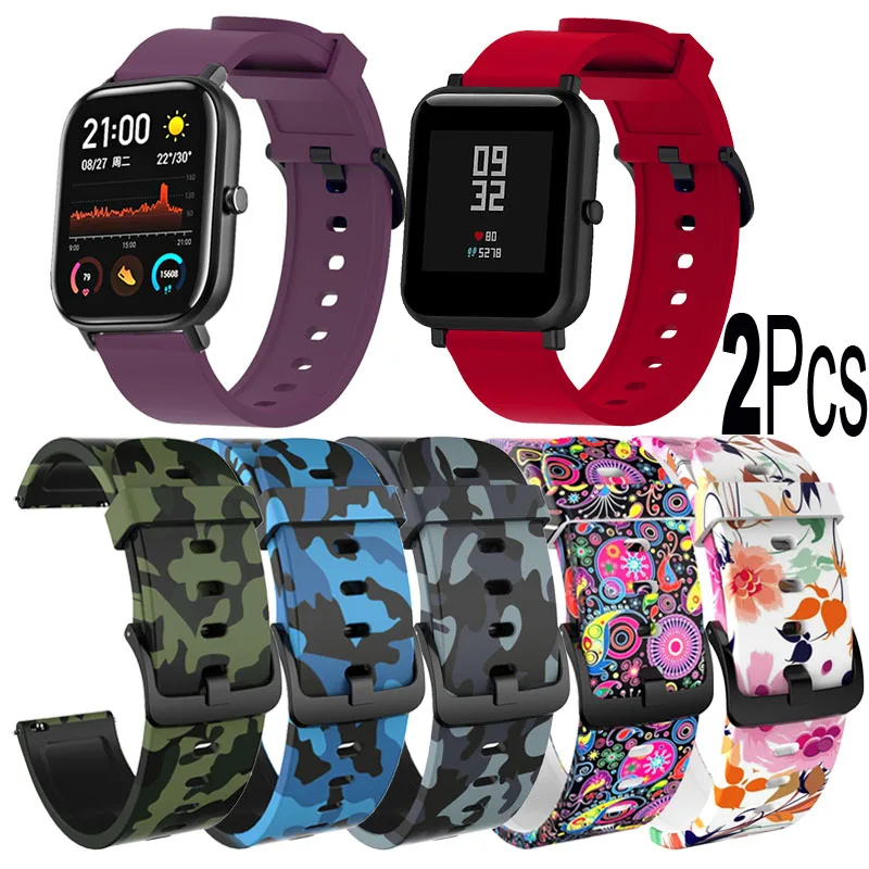 

Silicone Band For Xiaomi Huami Amazfit Bip S/Lite/Bit GTS 2 GTR 42mm Smart Watch Strap 20mm Camouflage Replacement Wristband