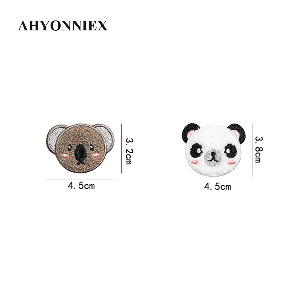 AHYONNIEX 3D Peluche Plüsch Panda Koala Patch Nette Cartoon Eisen Auf Patches Abzeichen Für Kleidung Aufkleber für Schal DIY Applique – Detail 1