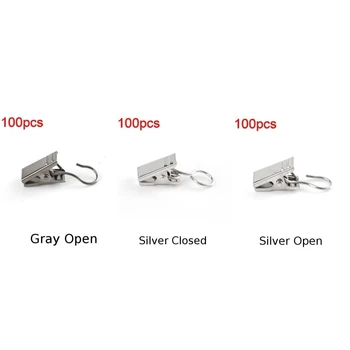 

100Pcs/sets Iron Curtain Clips Metal Hanging Hooks For Shower Curtains Rustproof Replacement Parts