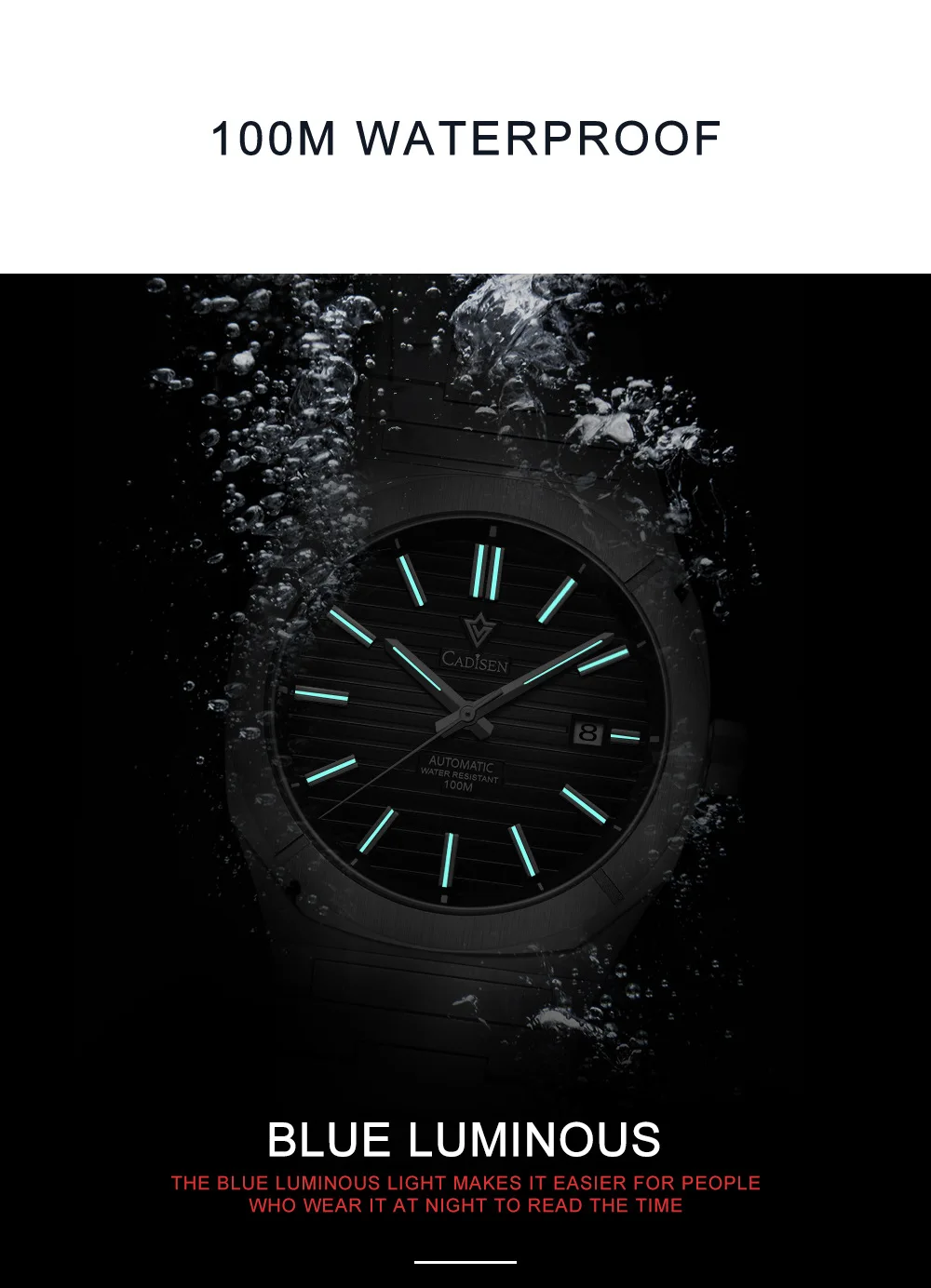 CADISEN Watch for Men Luxury Automatic Men MIYOTA-8215 Movement Sapphire Crystal 42mm Dial 100m Waterproof  Wristwatches C8200