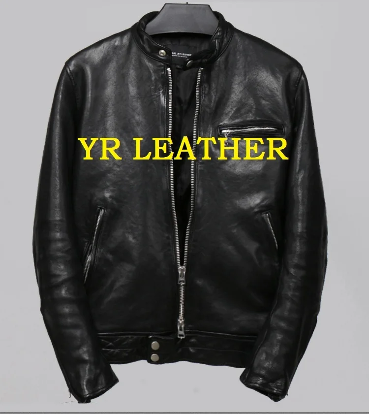 

Free shipping.Pakistan tanning sheepskin.Brand Luxury motor biker style leather jacket,men slim genuine leather coat,