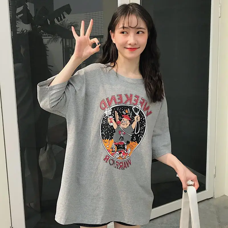 

T Shirt Women Kawaii Print Short Sleeve O-neck -shirt Vintage Vogue Ulzzang Harajuku op ees Female -shirt Clothing