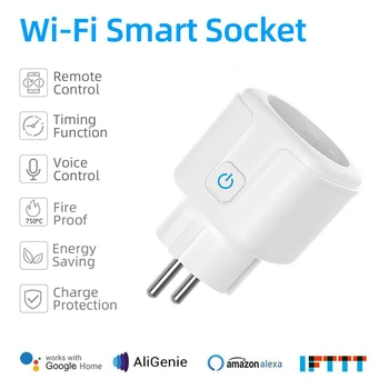 

Smart EU WiFi Plug Adaptor 16A Remote Voice Control WIth Power Monitor Socket Timing Function Work with Alexa Google Home Tuya