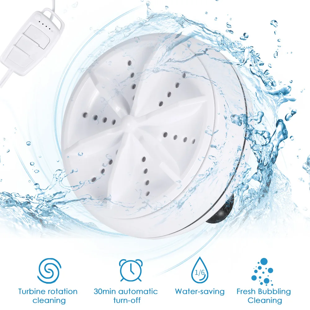 2 in 1 Portable Mini Washing Machine Ultrasonic Washer with USB Cable Convenient for Travel Business Trip | Дом и сад