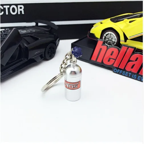 Turbo NOS бутылка с азотом, металлический брелок для ключей, автомобильный брелок, коробка для хранения таблеток для женщин и мужчин, уникальный мини - Название цвета: Silver