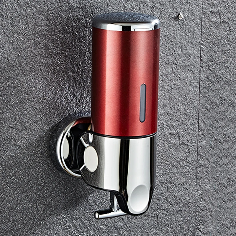 Red 500ml Дозатор мыла для ванной комнаты с настенным креплением 1000/1500 мл насадка на выбор дозаторы жидкого душа без сверла для аксессуаров для ванной комнаты - Цвет: Red 500ml