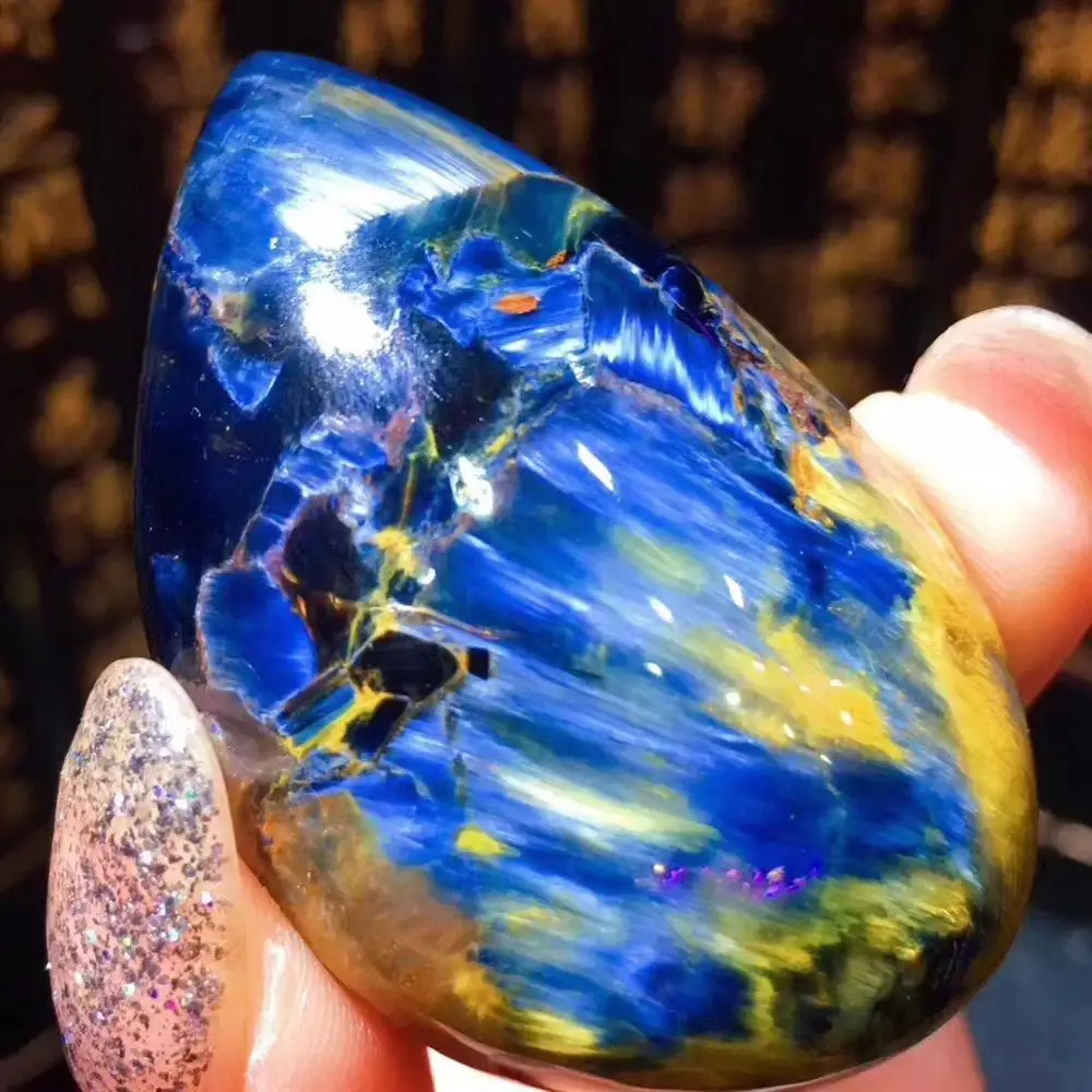 

Genuine Natural Blue Pietersite Water Drop Pendant 46x30x12mm New Gift Crystal Healing Gemstone Women AAAAA Certificate