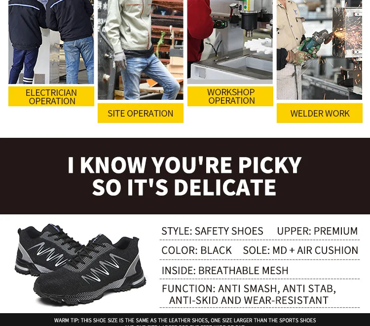 Men's Work Shoes Safety Boots With Steel Toe Shock And Puncture Resistant Protective Work Boots Men Shoes Breathable Sneakers