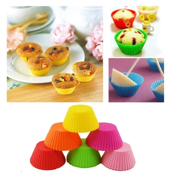 

New 12 Pcs Silicone Cake Cupcake Cup Cake Tools Bakeware Baking Silicone Mold Cupcake And Muffin Cupcake For DIY By Random Color